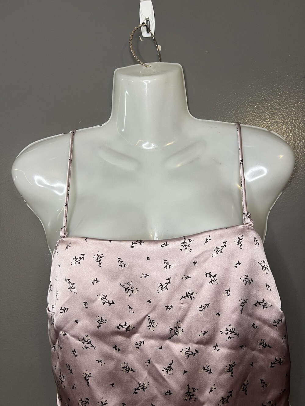 Garage Tank Top Womens M Pink Satin Floral Tie Back Bow Cami Crop Summer
